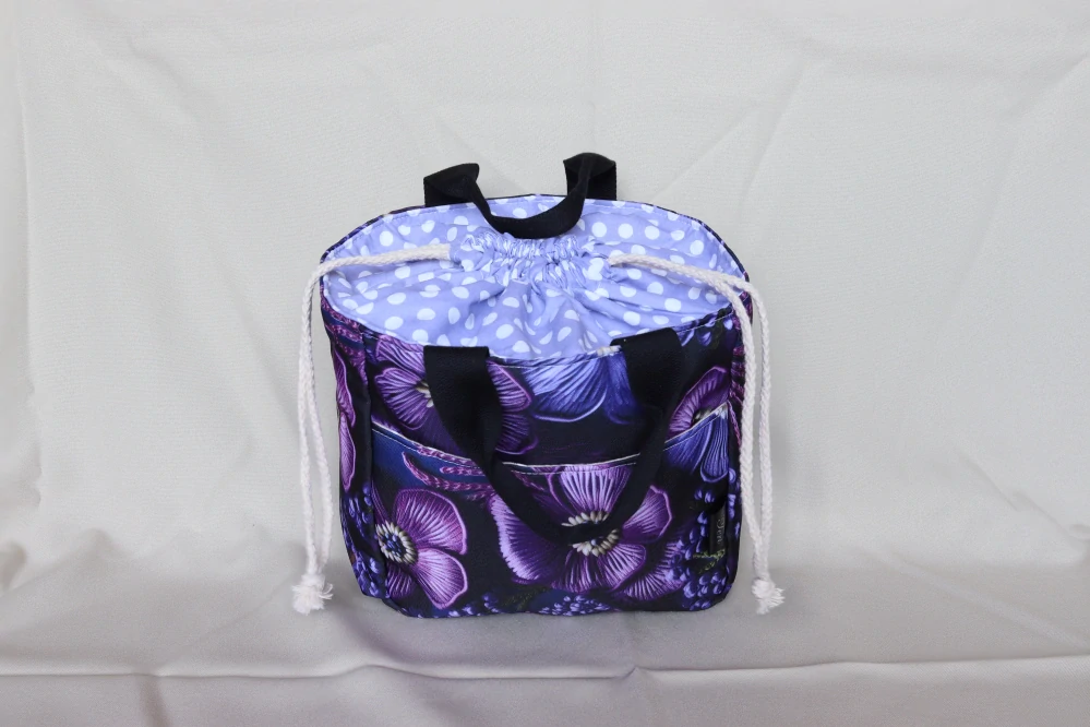 Lunchbag fialový s kytkami
