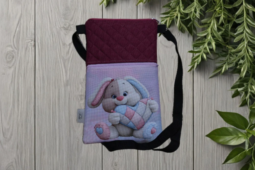 Taštička mini králík se srdíčkem, vínová
