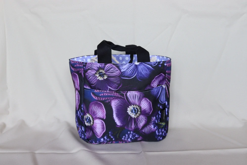 Lunchbag fialový s kytkami
