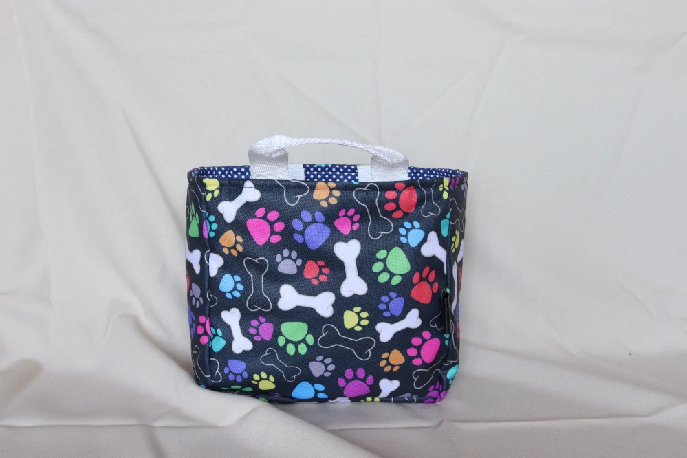 Lunchbag modrý - kostičky, tlapky