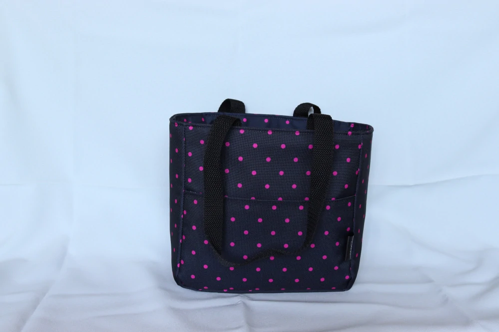 Lunchbag černý s vínovými puntíky