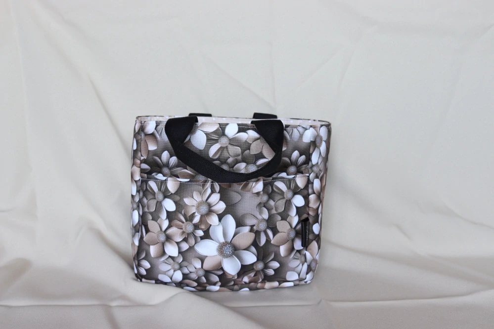 Lunchbag hnědý s květy