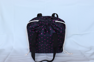 Lunchbag černý s vínovými puntíky