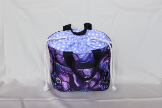 Lunchbag fialový s kytkami