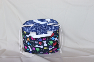 Lunchbag modrý - kostičky, tlapky