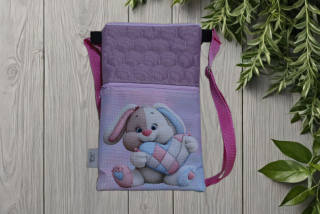 Taštička mini králík se srdíčkem, fialová